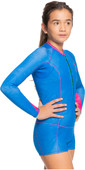 2021 Roxy Girls Pop Surf 1mm Long Sleeve Spring Shorty Wetsuit ERGW403014 - Princess Blue / Beetroot Purple
